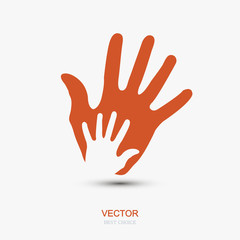 Vector modern hands icon on white background.