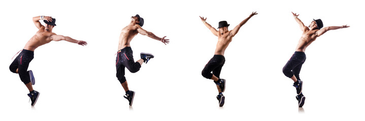 Ripped dancer isolated on the white