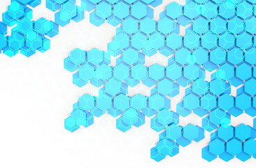 Blockchain Distributed ledger technology , cryptocurrencies or bitcoin concept. Blue Hexagon six-sided polygon symbol on white background.