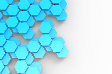 Blockchain Distributed ledger technology , Blue Hexagon six-sided polygon symbol on white background , cryptocurrencies or bitcoin concept