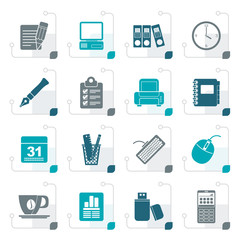 Stylized Business and office equipment icons - vector icon set