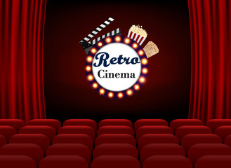 Retro Movie cinema premiere poster design. Vector template banner. Vector Illuastration