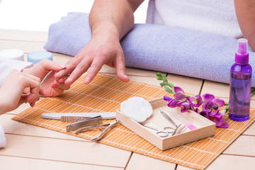 Hand manicure concept for man