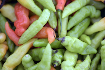 Pepper on display on street market stall in Brazil
