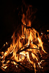 night bonfire - big flames