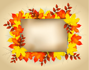 Paper on autumn maple leaves background vector
