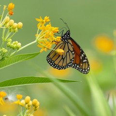 Monarch butterfly on yellow flower