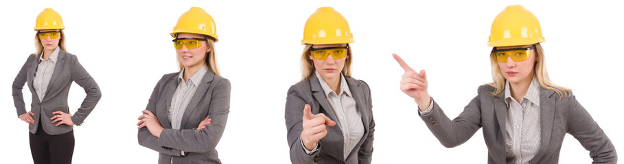 Woman architect isolated on white