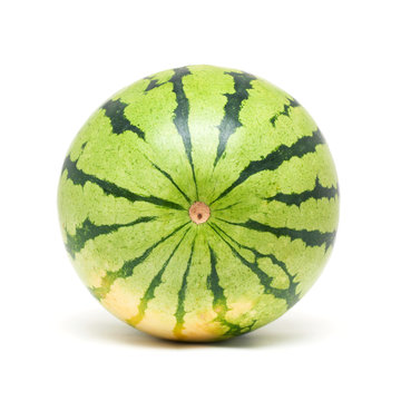 Whole watermelon isolated on white background