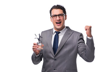 Businessman holding star award in business concept