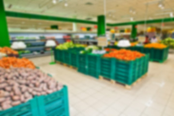 Trade vegetables. Vegetables and fruits on the store shelves.
