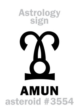Astrology Alphabet: AMUN, asteroid #3554. Hieroglyphics character sign (single symbol).