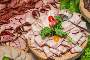 Fat meat slices texture.