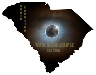 Total Solar Eclipse in South Carolina Map Outline USA