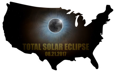 Total Solar Eclipse in United States Map Outline USA