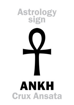 Astrology Alphabet: ANKH key (Crux Ansata). Hieroglyphics character sign (single symbol).