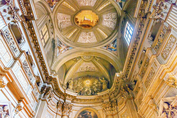 Fototapeta na wymiar Ceiling Frescos Vincenzo Anastasio Church Basilica Dome Trevi Rome Italy