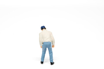 Miniature people telecommunication workers concept on background with a space for text