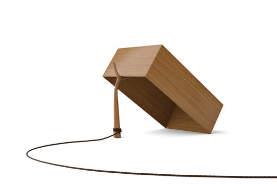 Wood box trap on white background.3D illustration.