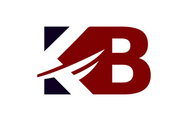 KB Red Negative Space Square Swoosh Letter Logo