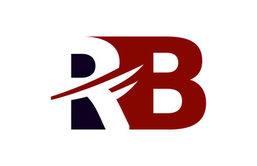 RB Red Negative Space Square Swoosh Letter Logo