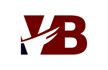 VB Red Negative Space Square Swoosh Letter Logo