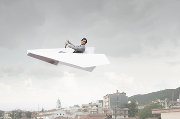 Dreaming to surf the sky. Mixed media