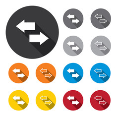 icon black yellow and blue arrow in out vector design. Vector icon set