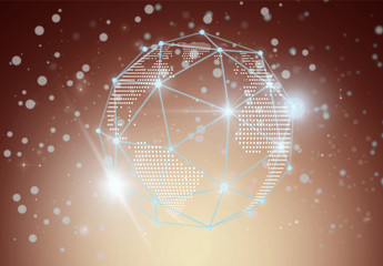 Futuristic technology mesh polygonal shape of circle global business with lines and dots over the...