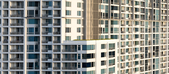 Close up of a modern high condominium