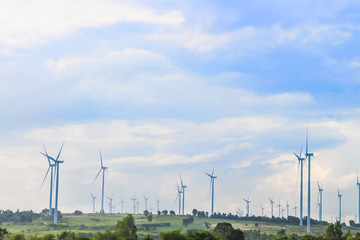 wind mill turbine with blue sky landscape