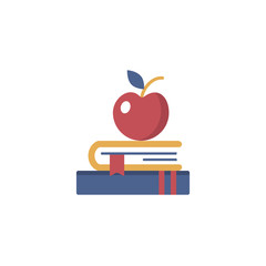 Book and apple vector icon.