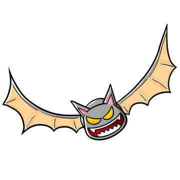Funny and scary flying bat - vector.