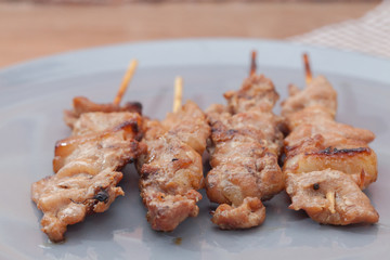 grilled pork skewer chop