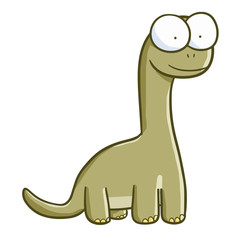 Funny and cute dinosaurs smiling in cartoon style - vector.