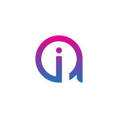 Initial letter ai, ia, i inside a, linked line circle shape logo, purple pink gradient color

