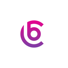 Initial letter cb, bc, b inside c, linked line circle shape logo, purple pink gradient color

