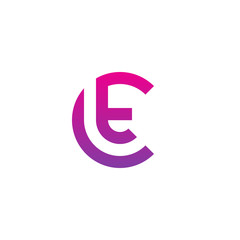 Initial letter ct, tc, t inside c, linked line circle shape logo, purple pink gradient color

