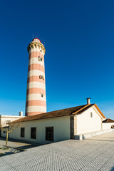 Lighthouse in the village of Barra. Aveiro. Portugal.