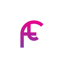 Initial letter ft, tf, t inside f, linked line circle shape logo, purple pink gradient color