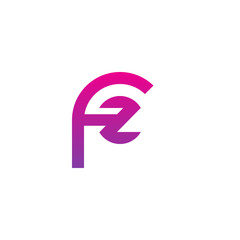 Initial letter fz, zf, z inside f, linked line circle shape logo, purple pink gradient color
