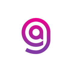 Initial letter ga, ag, a inside g, linked line circle shape logo, purple pink gradient color - obrazy, fototapety, plakaty