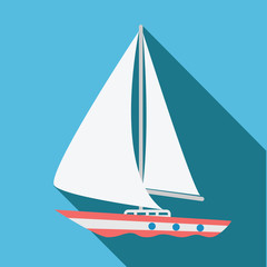 Boat icon. Flat design. Vector illustration. 