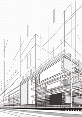 Abstract architecture wireframe of building background.