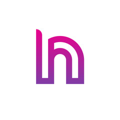 Initial letter hh, h inside h, linked line circle shape logo, purple pink gradient color