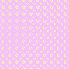 Seamless pattern with stars and the moon
