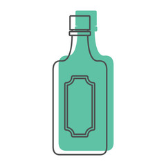 Bottle alcohol tequila in line with color silhouette style icons vector illustration for design and web isolated on white background