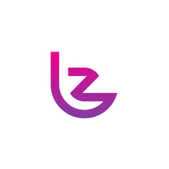 Initial letter lz, zl, z inside l, linked line circle shape logo, purple pink gradient color
