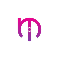 Initial letter mi, im, i inside m, linked line circle shape logo, purple pink gradient color
