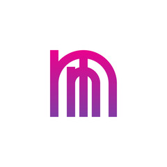 Initial letter mm, m inside m, linked line circle shape logo, purple pink gradient color